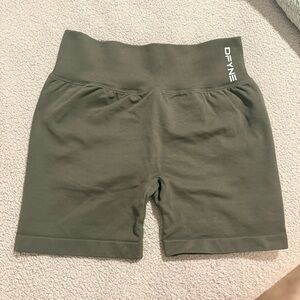 DFYNE Women's High-Waist Olive Athletic Bike Shorts